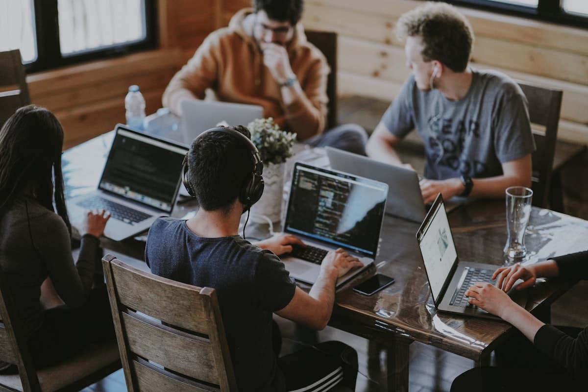 Development and hiring team in a collaborative workspace